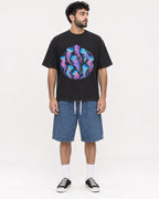 Mockup Boxy Heavyweight Tee Black male full-body 07