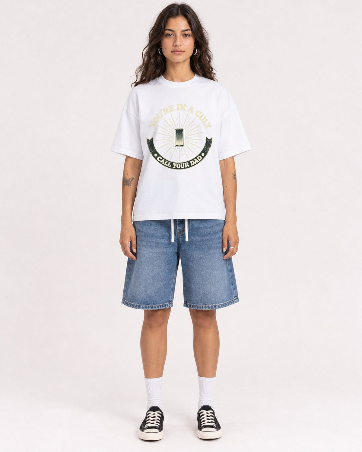 Mockup Boxy Heavyweight Tee White female full-body 06