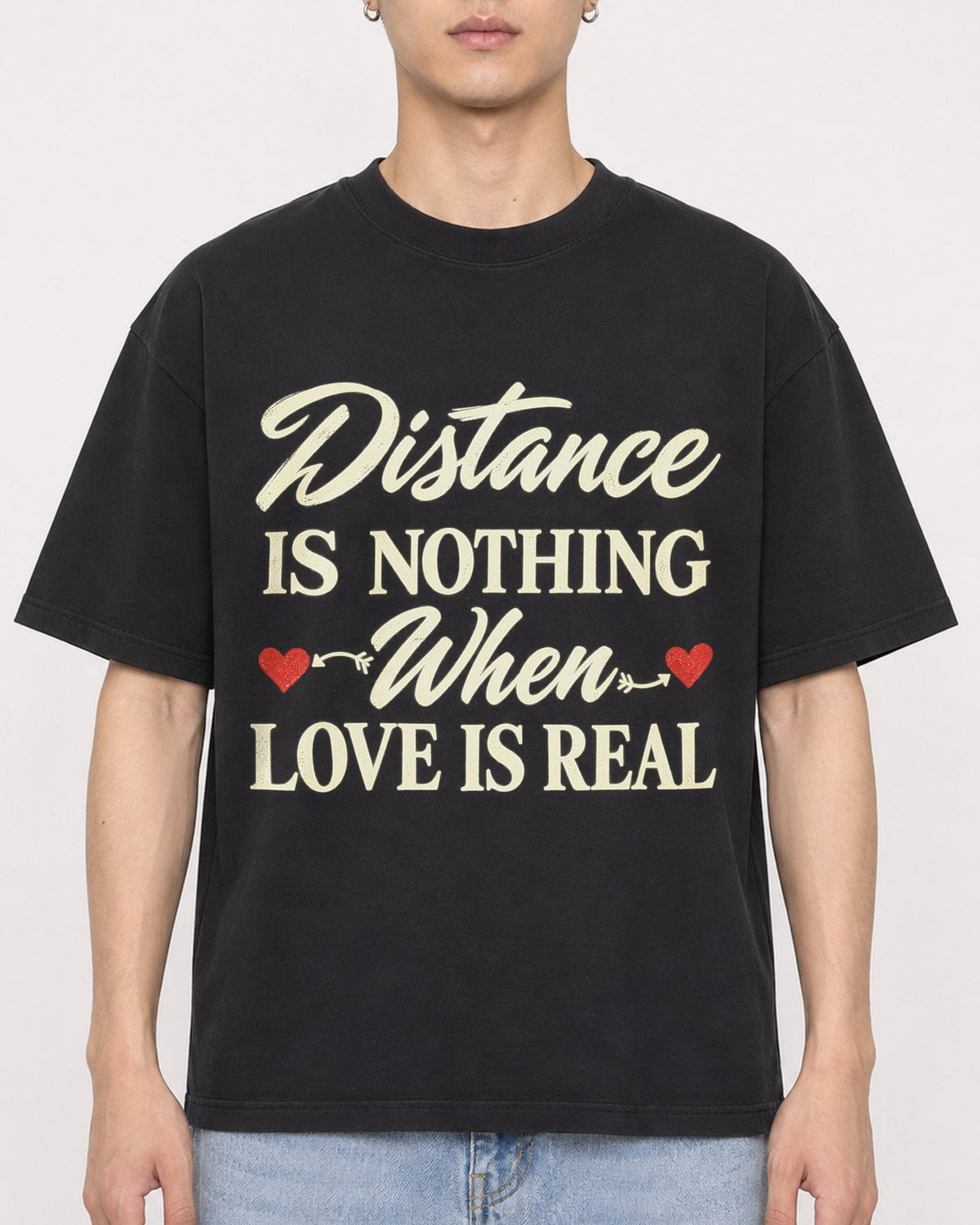 Mockup Boxy Heavyweight Tee Black male close-up 21