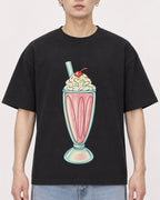 Mockup Boxy Heavyweight Tee Black male close-up 01