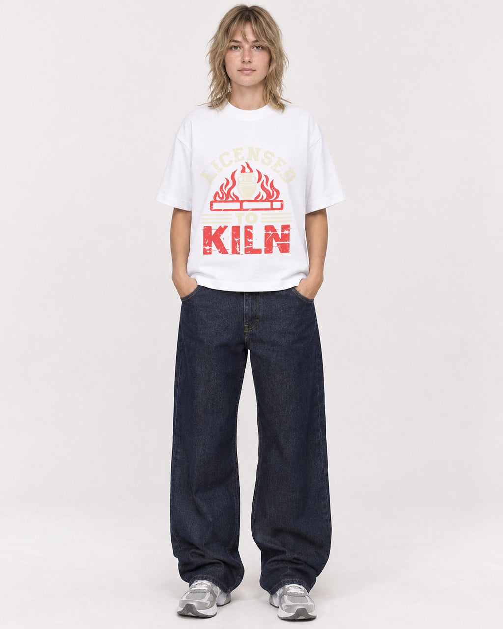 Mockup Boxy Heavyweight Tee White female full-body 19