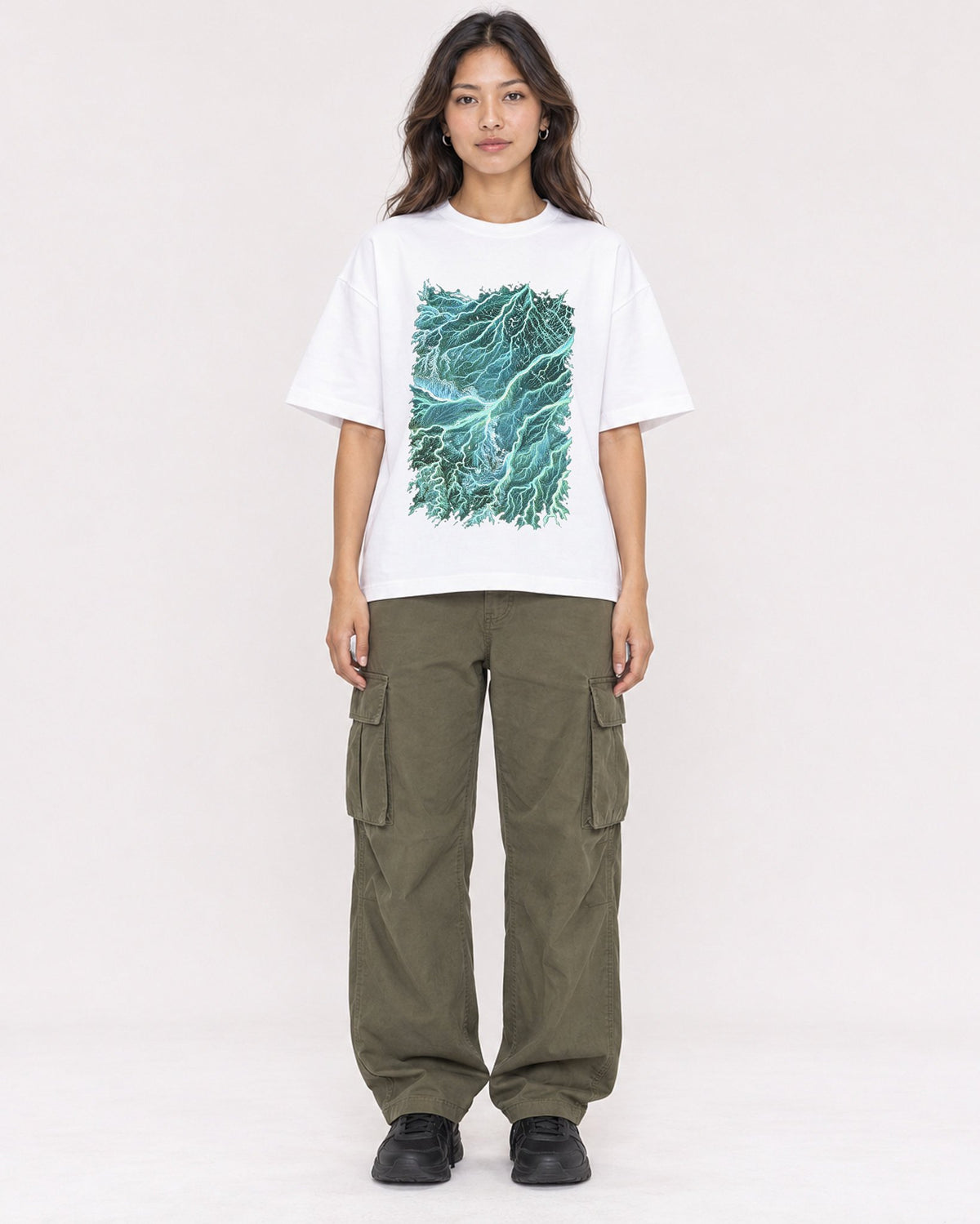 Mockup Boxy Heavyweight Tee White female full-body 02