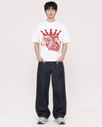 Mockup Boxy Heavyweight Tee White male full-body 01
