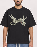 Mockup Boxy Heavyweight Tee Black male close-up 07