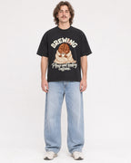 Mockup Boxy Heavyweight Tee Black male full-body 49