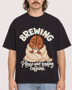 Mockup Boxy Heavyweight Tee Black male close-up 49