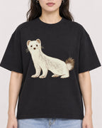 Mockup Boxy Heavyweight Tee Black female close-up 03