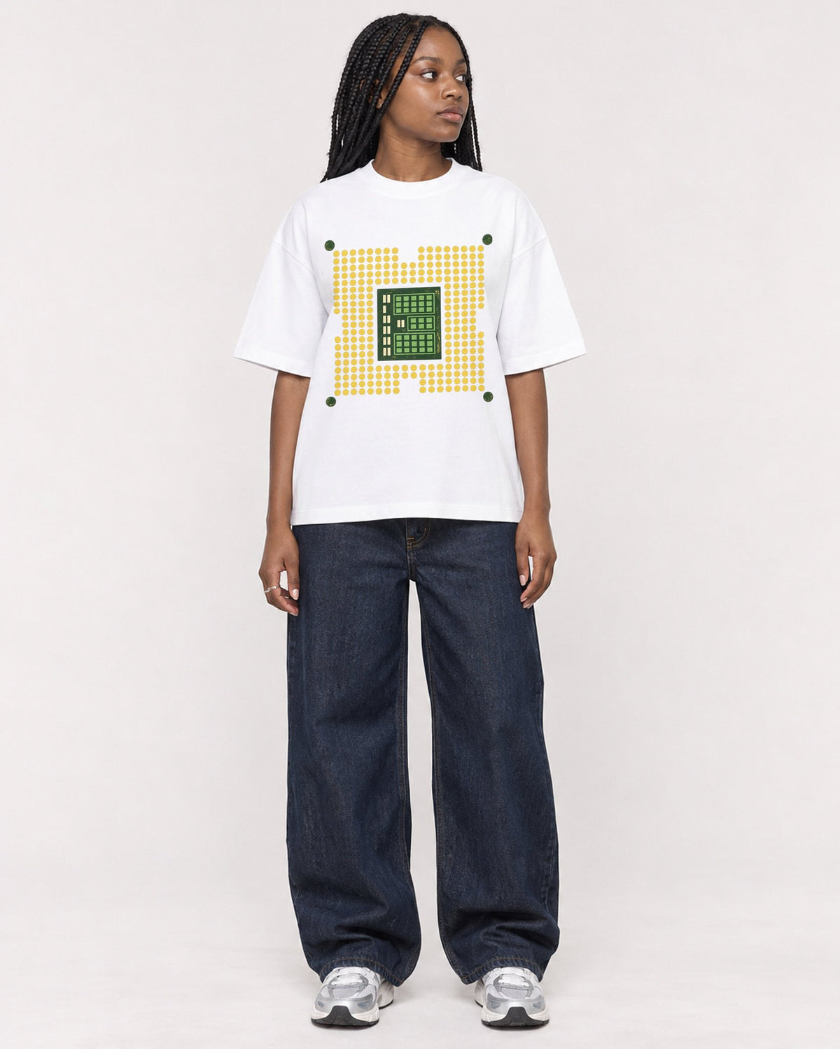 Mockup Boxy Heavyweight Tee White female full-body 04