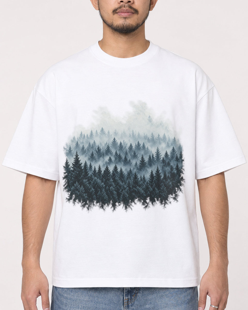 Mockup Boxy Heavyweight Tee White male close-up 32