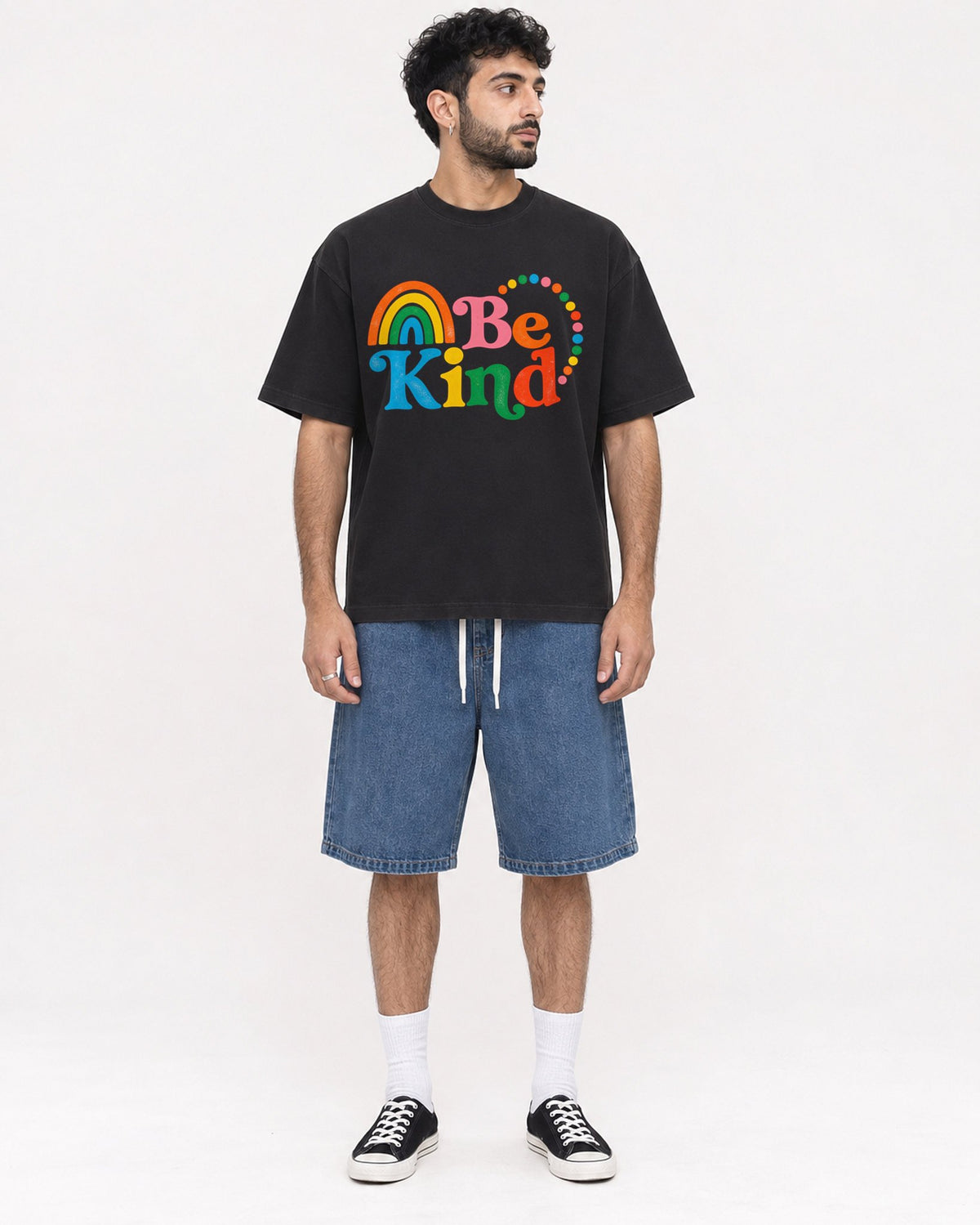 Mockup Boxy Heavyweight Tee Black male full-body 07