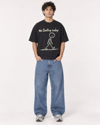 Mockup Boxy Heavyweight Tee Black male full-body 26