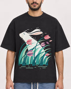 Mockup Boxy Heavyweight Tee Black male close-up 07