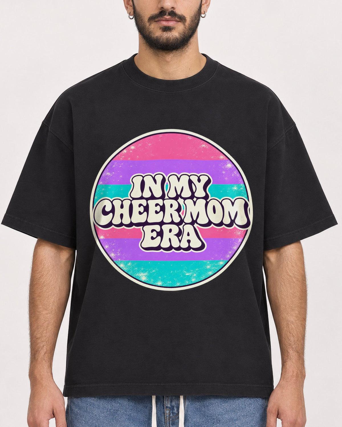 Mockup Boxy Heavyweight Tee Black male close-up 07