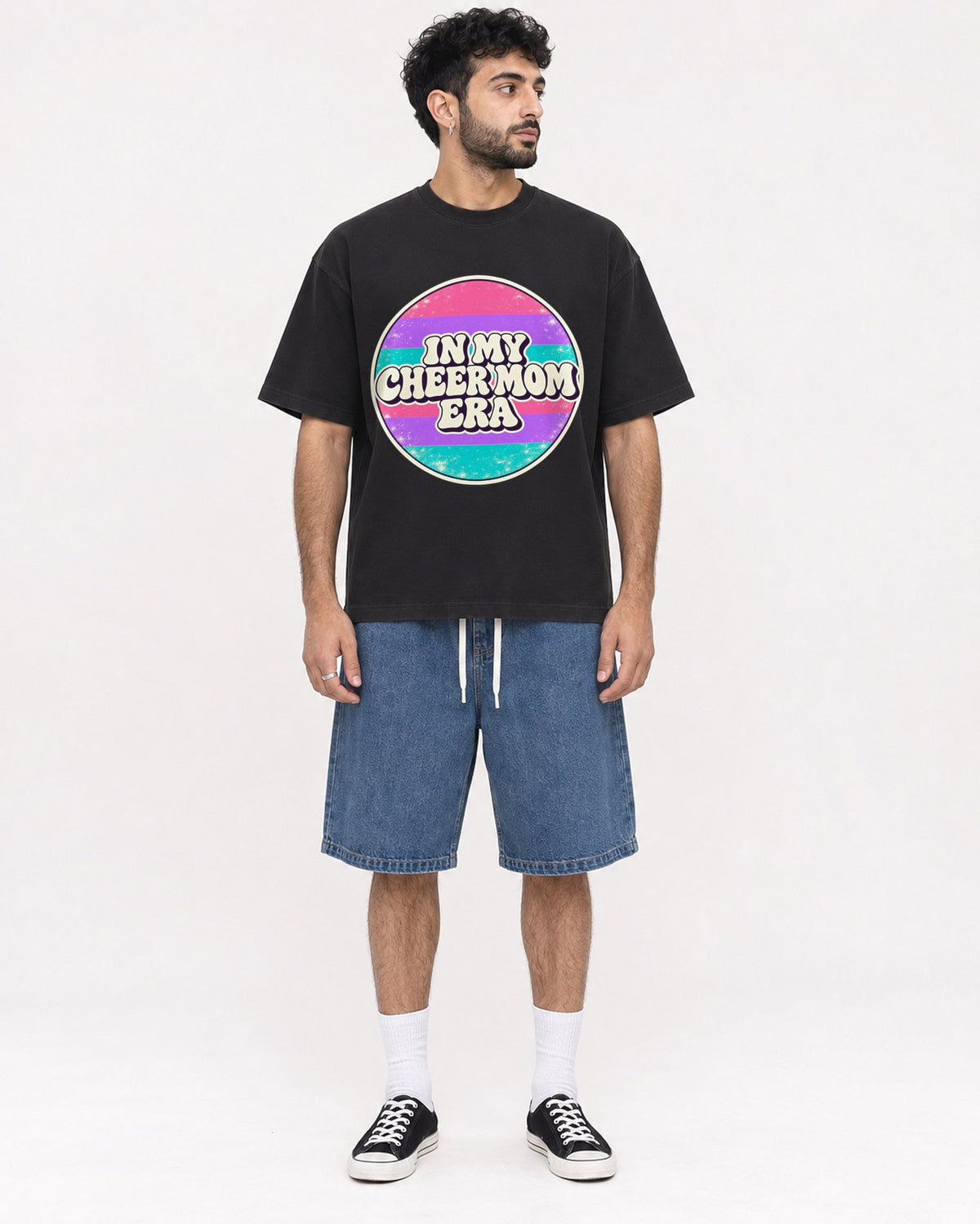 Mockup Boxy Heavyweight Tee Black male full-body 07