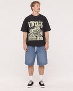 Mockup Boxy Heavyweight Tee Black male full-body 19