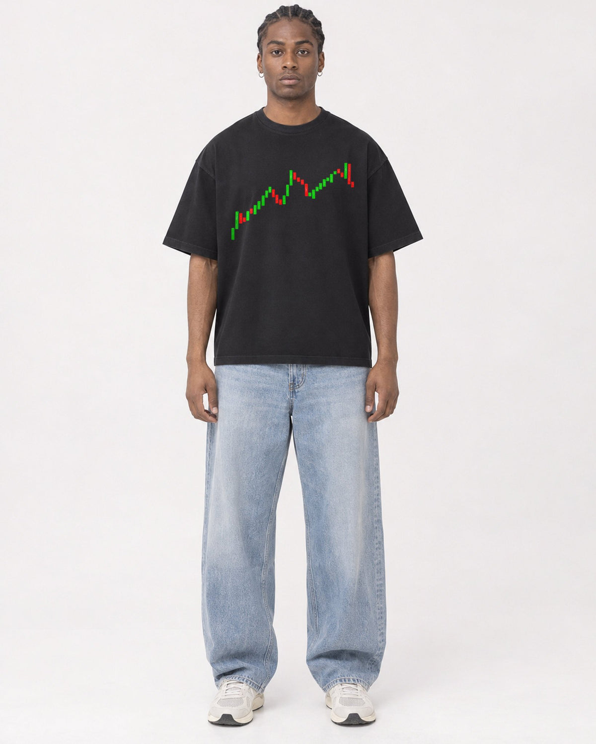 Mockup Boxy Heavyweight Tee Black male full-body 25