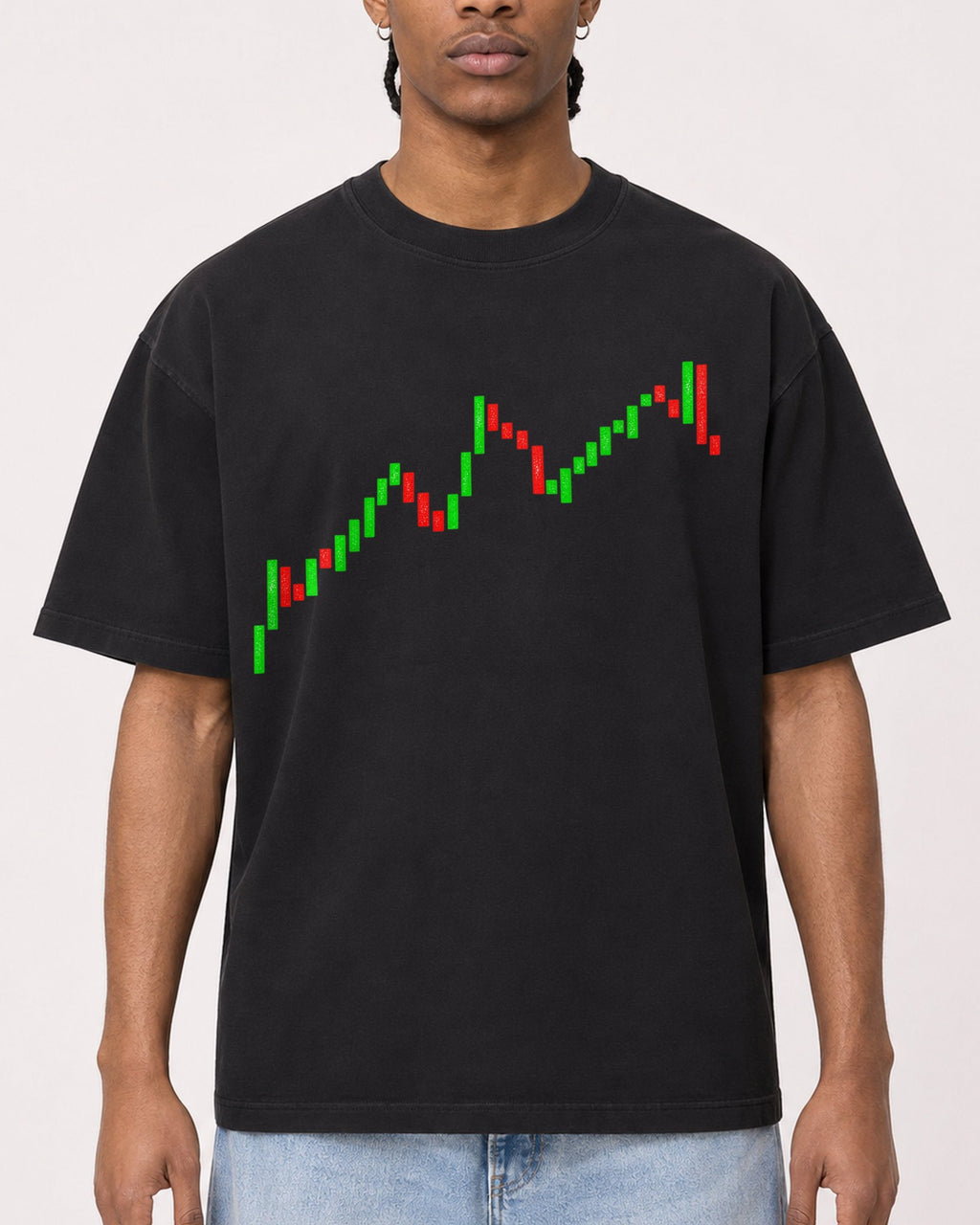 Mockup Boxy Heavyweight Tee Black male close-up 25