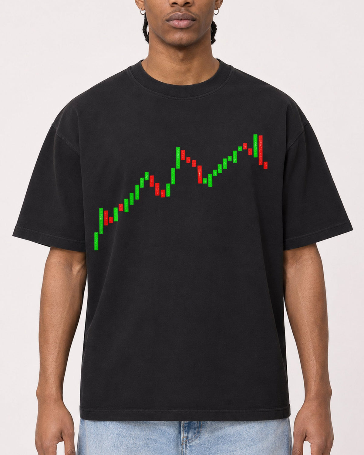 Mockup Boxy Heavyweight Tee Black male close-up 25