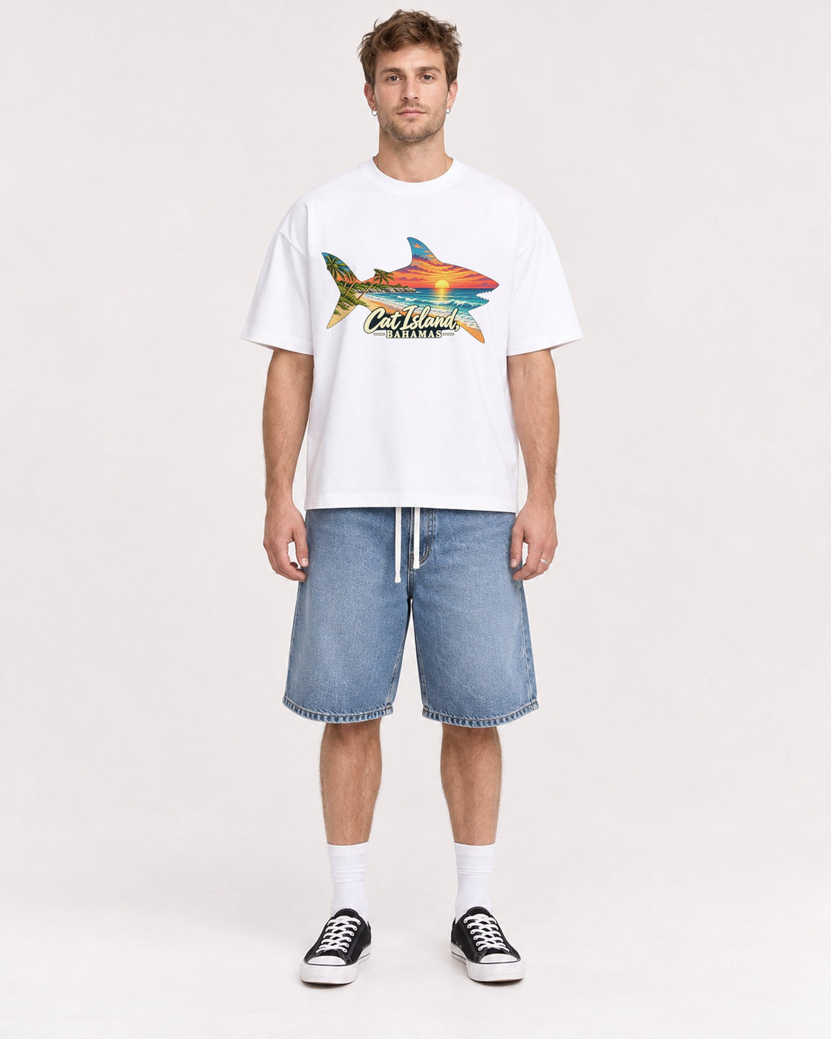 Mockup Boxy Heavyweight Tee White male full-body 08