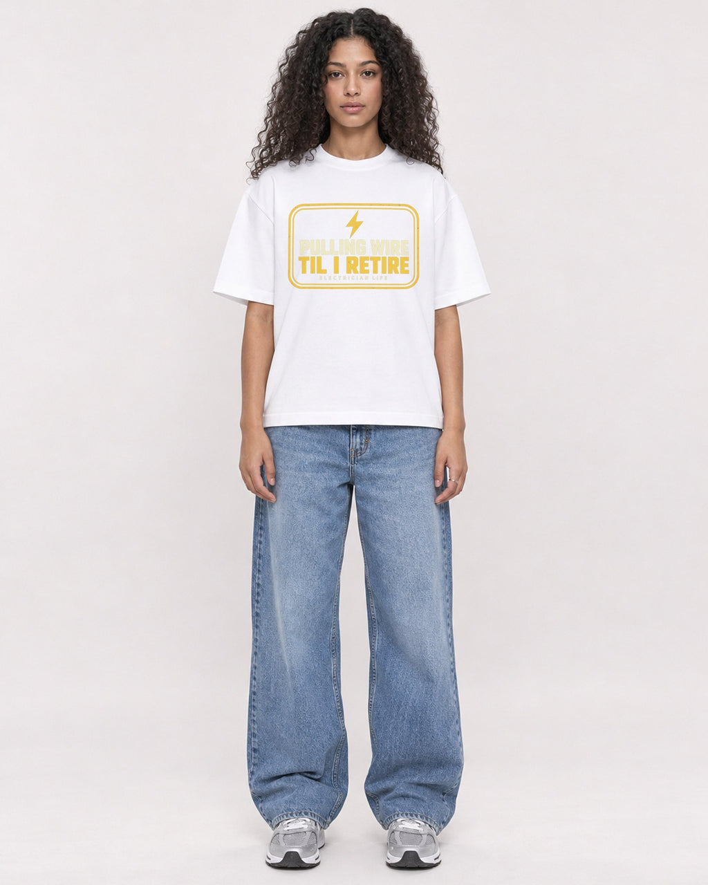 Mockup Boxy Heavyweight Tee White female full-body 10