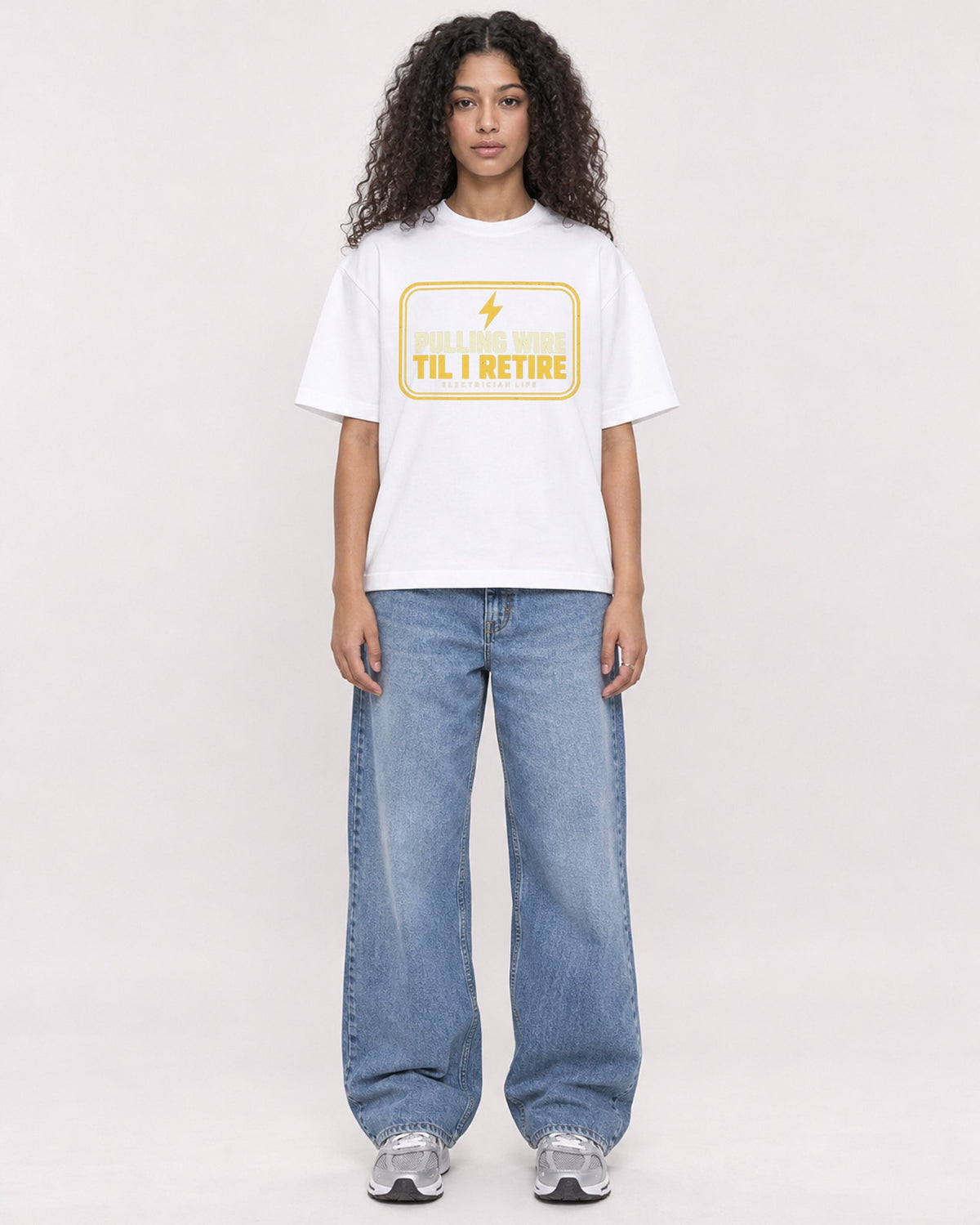 Mockup Boxy Heavyweight Tee White female full-body 10