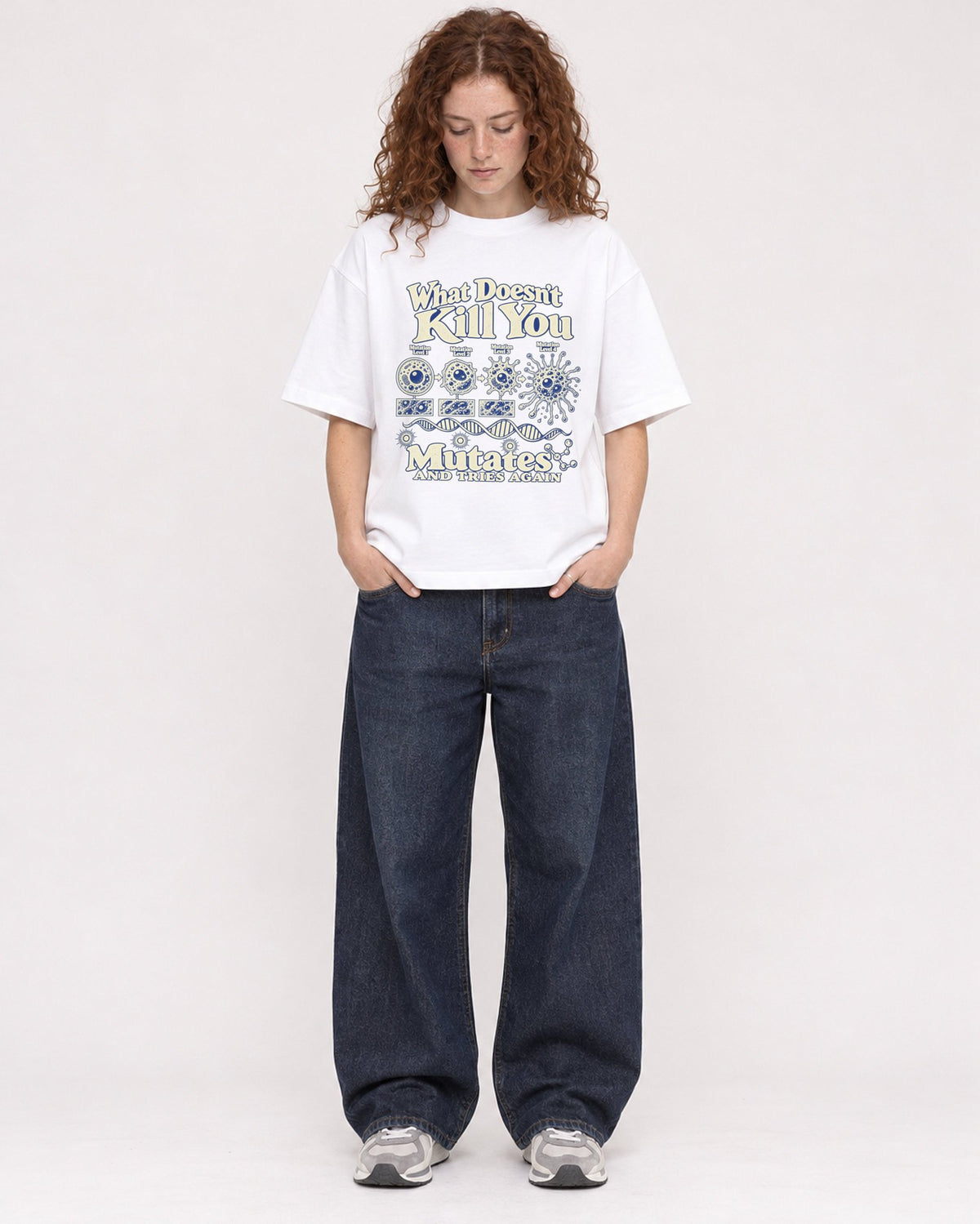 Mockup Boxy Heavyweight Tee White female full-body 09