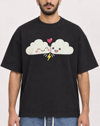 Mockup Boxy Heavyweight Tee Black male close-up 07