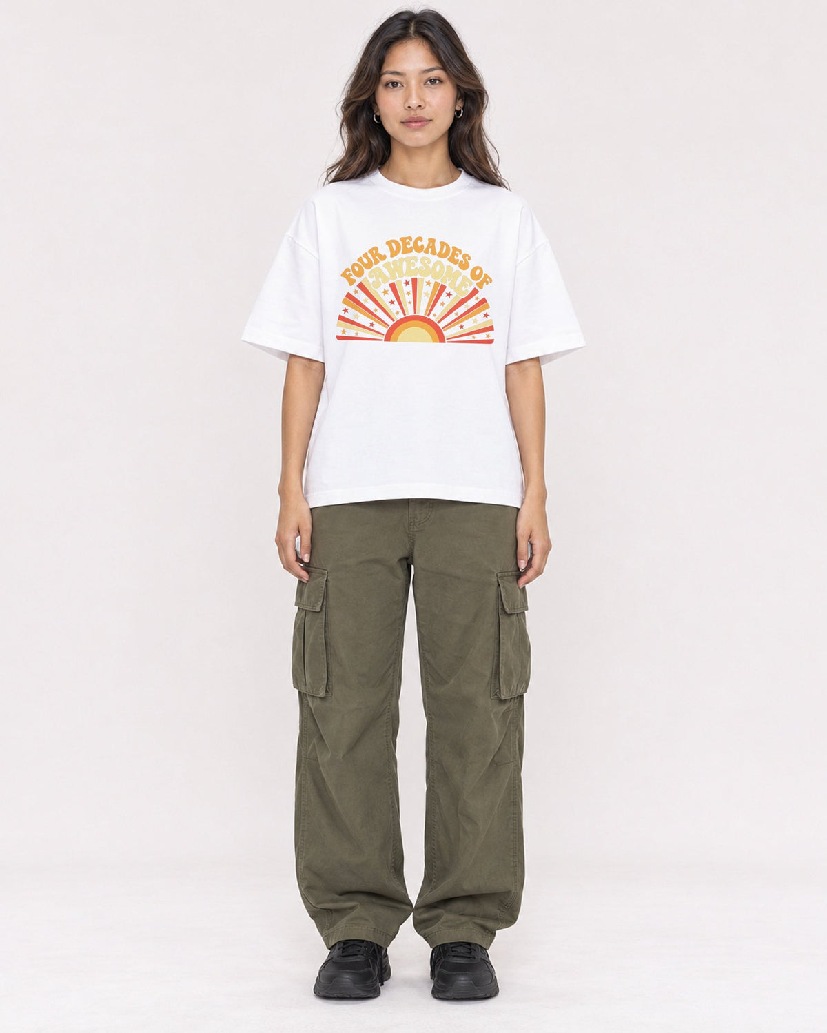 Mockup Boxy Heavyweight Tee White female full-body 02
