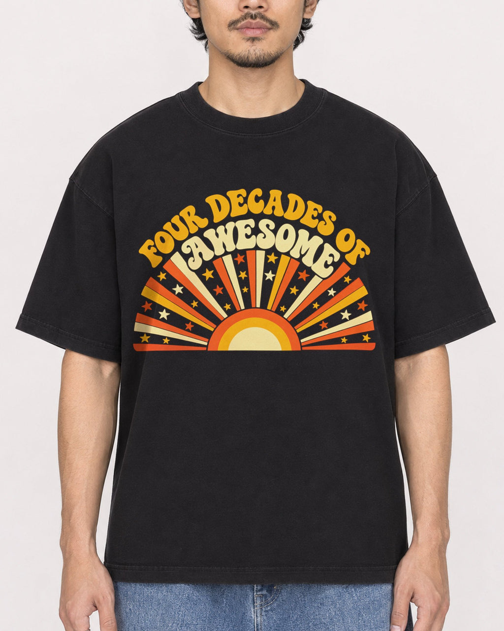 Mockup Boxy Heavyweight Tee Black male close-up 02