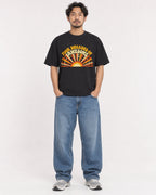 Mockup Boxy Heavyweight Tee Black male full-body 02