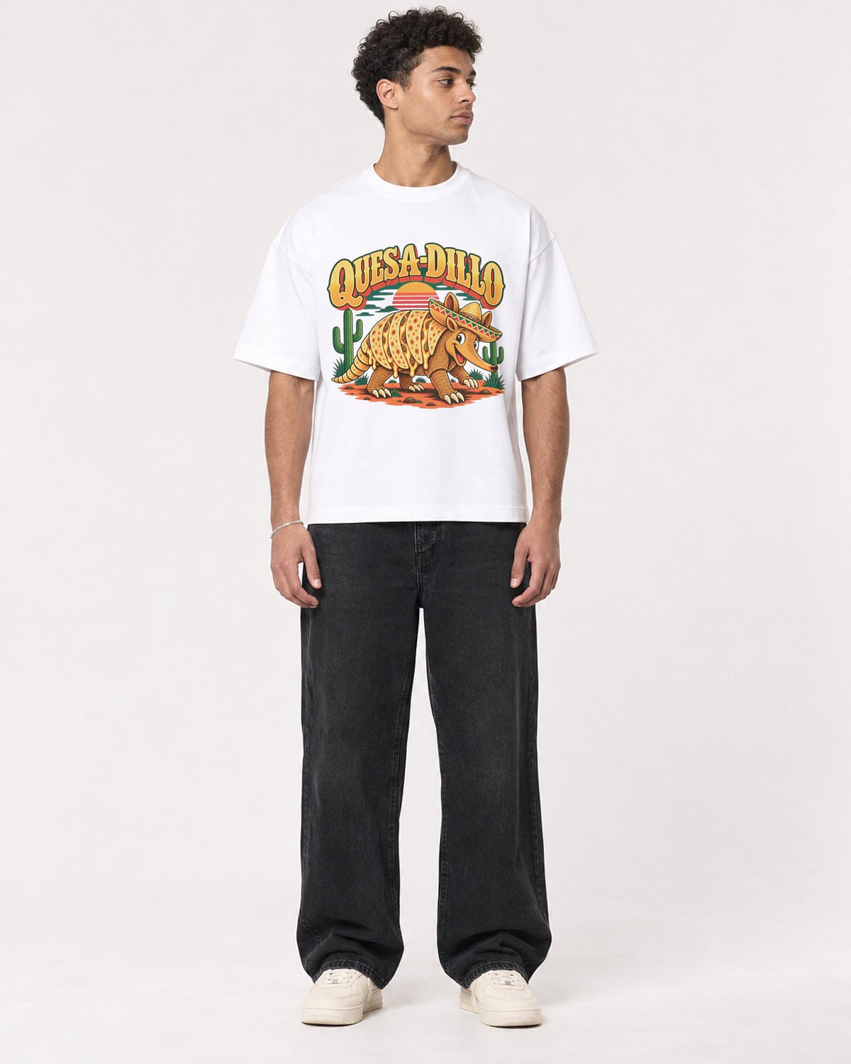 Mockup Boxy Heavyweight Tee White male full-body 10