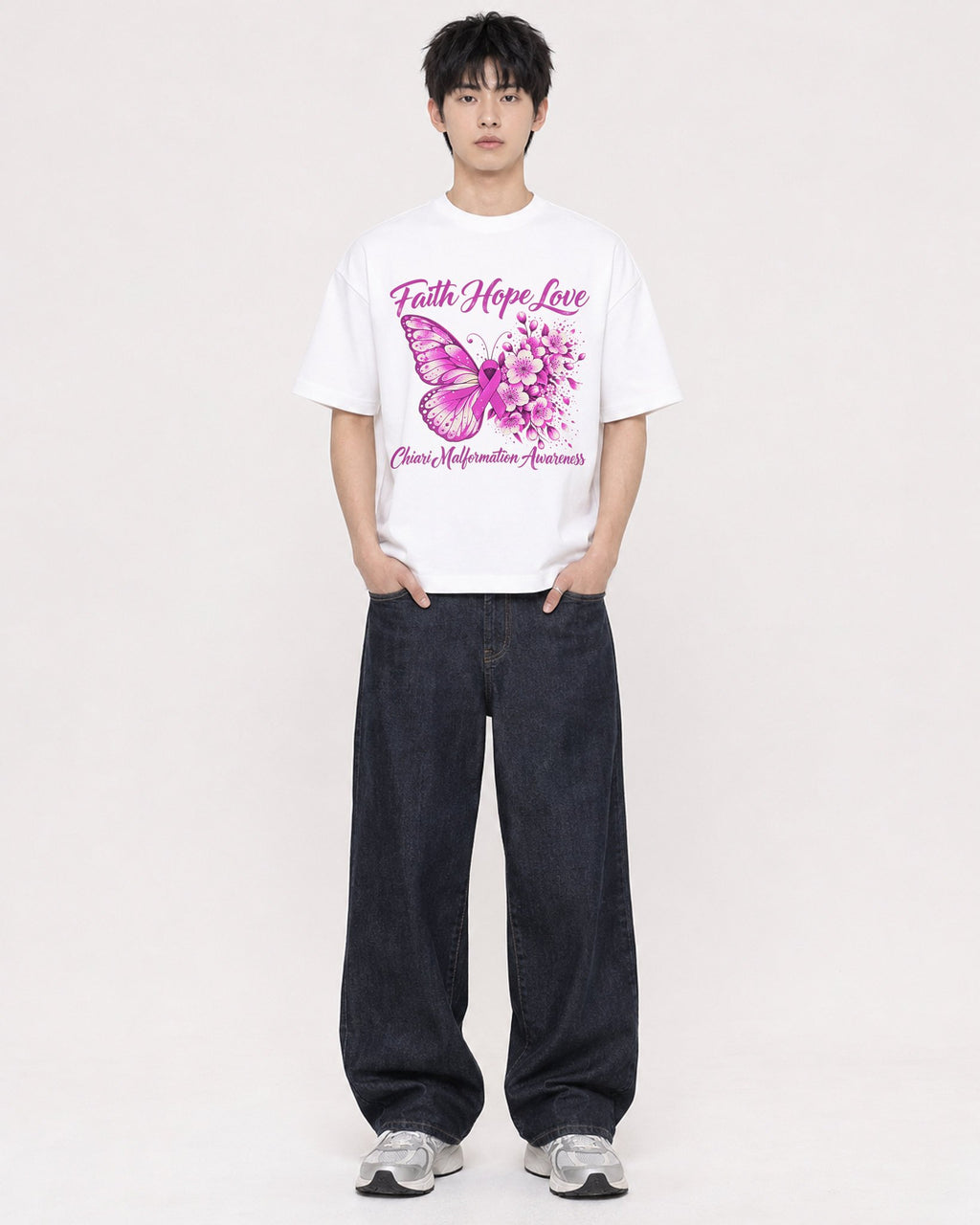 Mockup Boxy Heavyweight Tee White male full-body 01