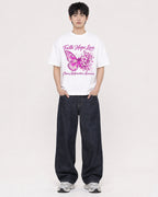 Mockup Boxy Heavyweight Tee White male full-body 01