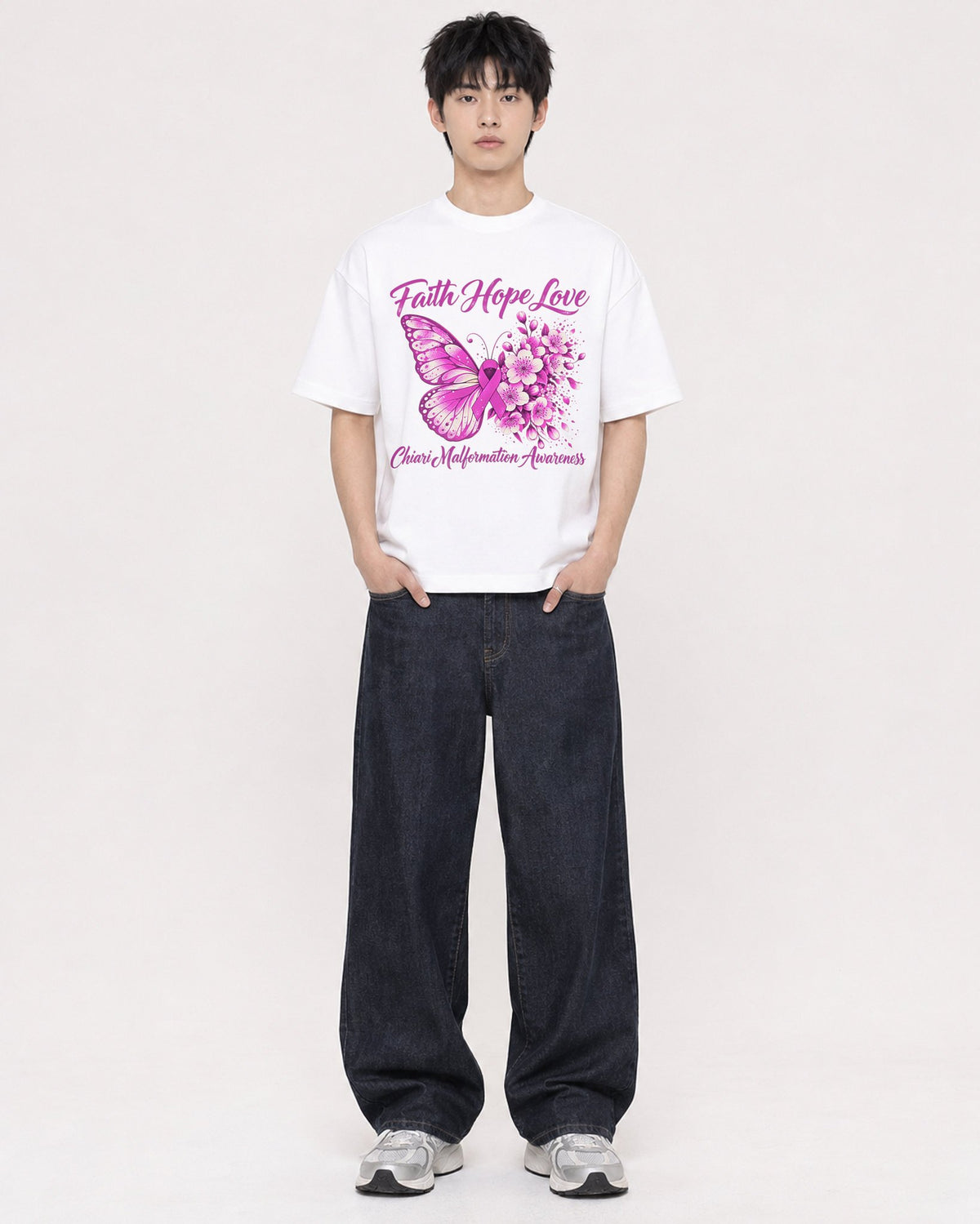 Mockup Boxy Heavyweight Tee White male full-body 01