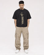 Mockup Boxy Heavyweight Tee Black male full-body 12