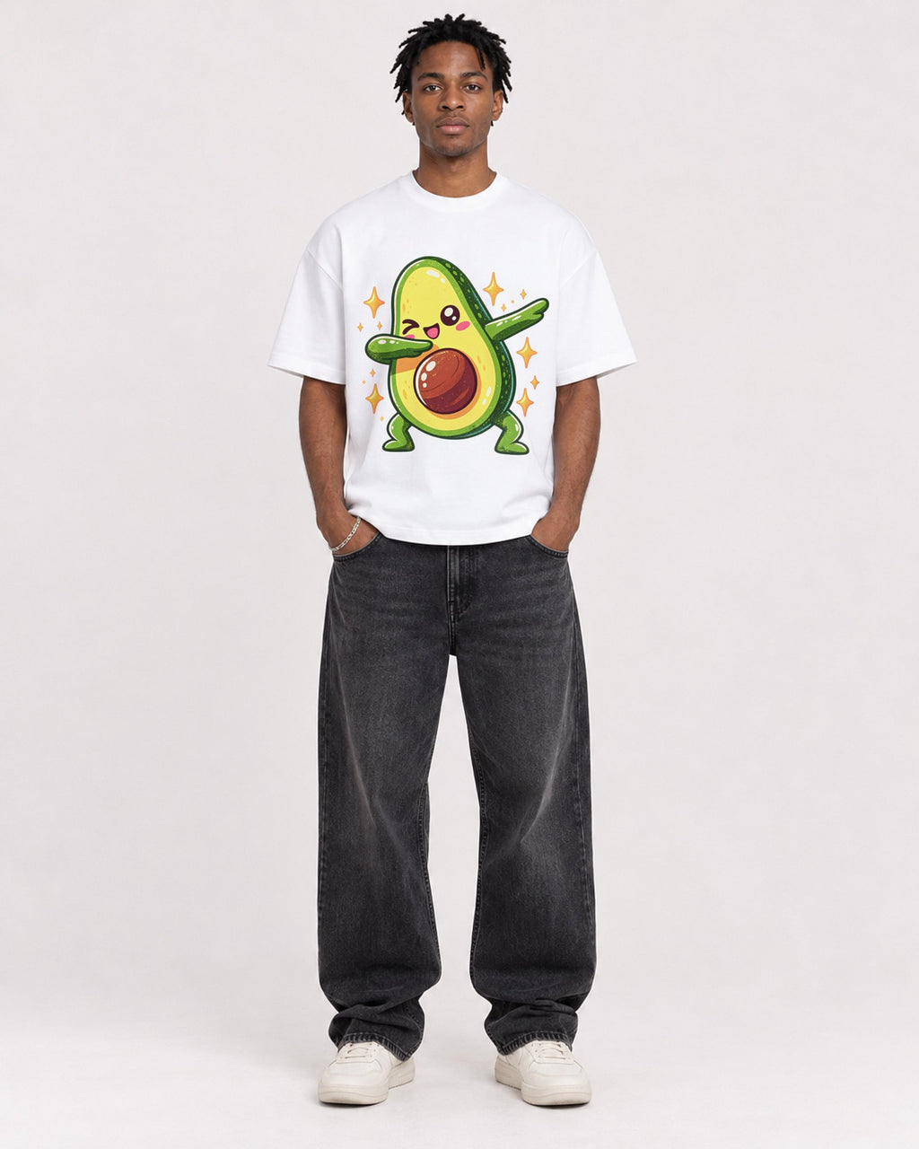 Mockup Boxy Heavyweight Tee White male full-body 05