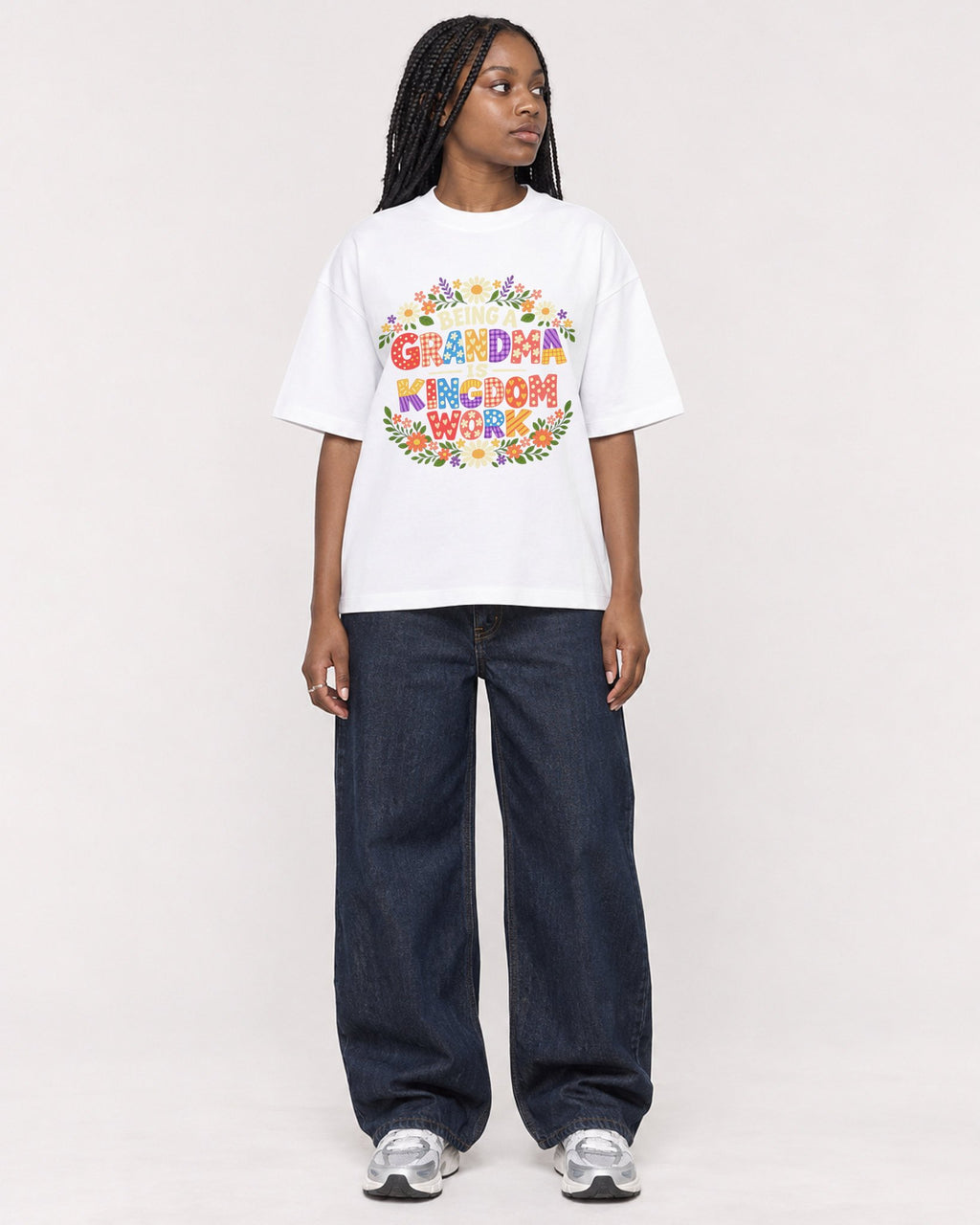 Mockup Boxy Heavyweight Tee White female full-body 04