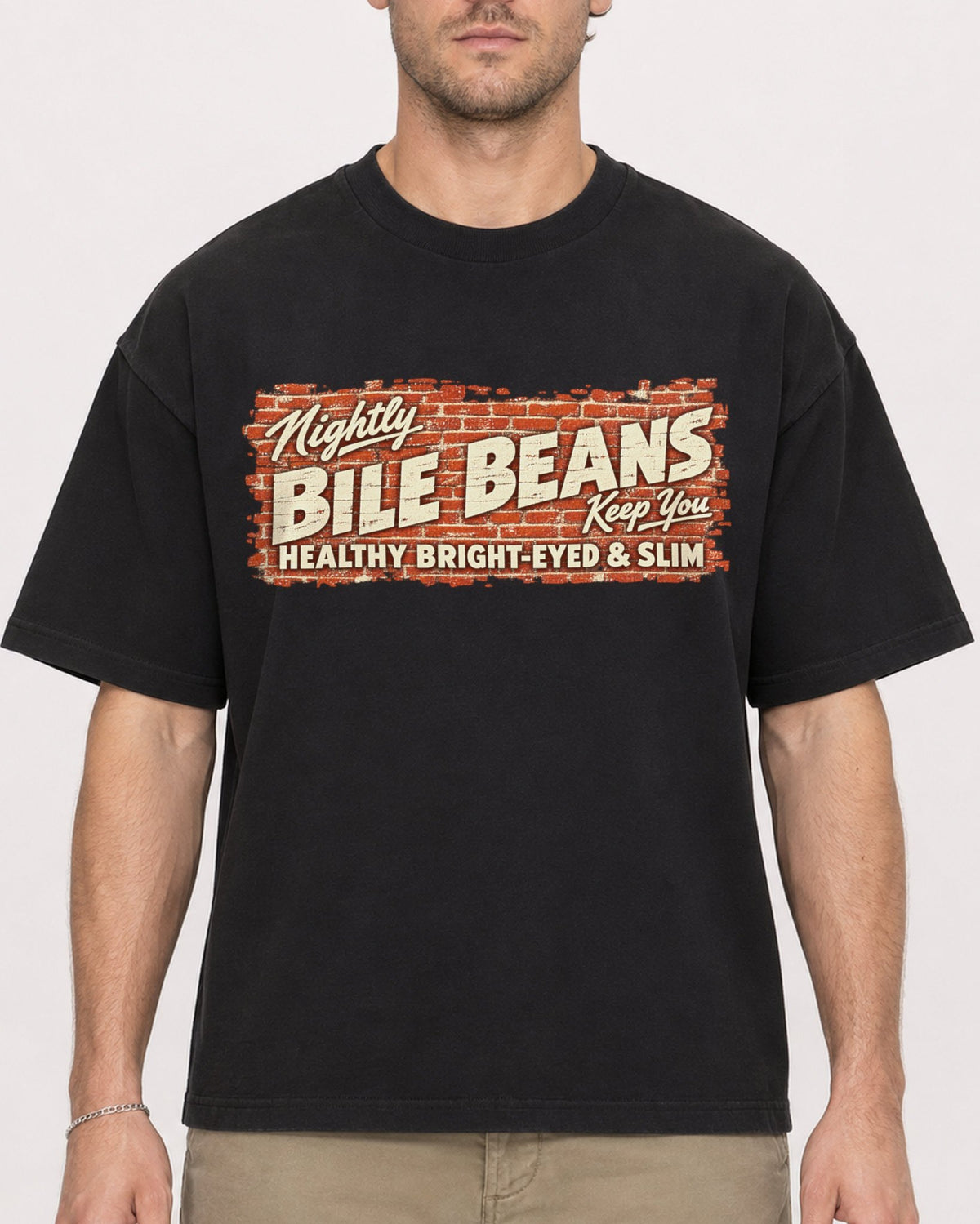 Mockup Boxy Heavyweight Tee Black male close-up 08