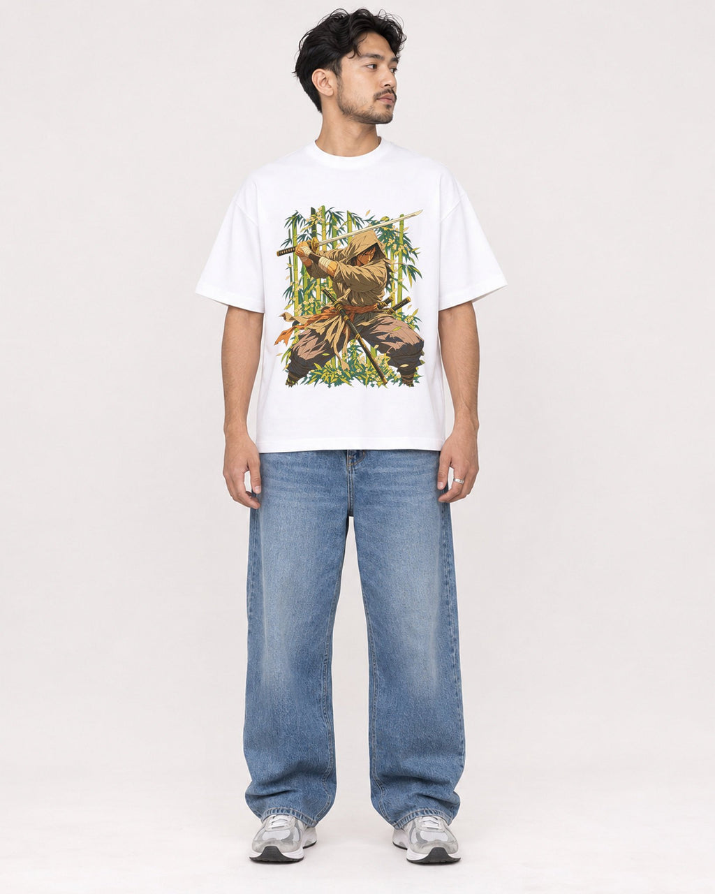 Mockup Boxy Heavyweight Tee White male full-body 02