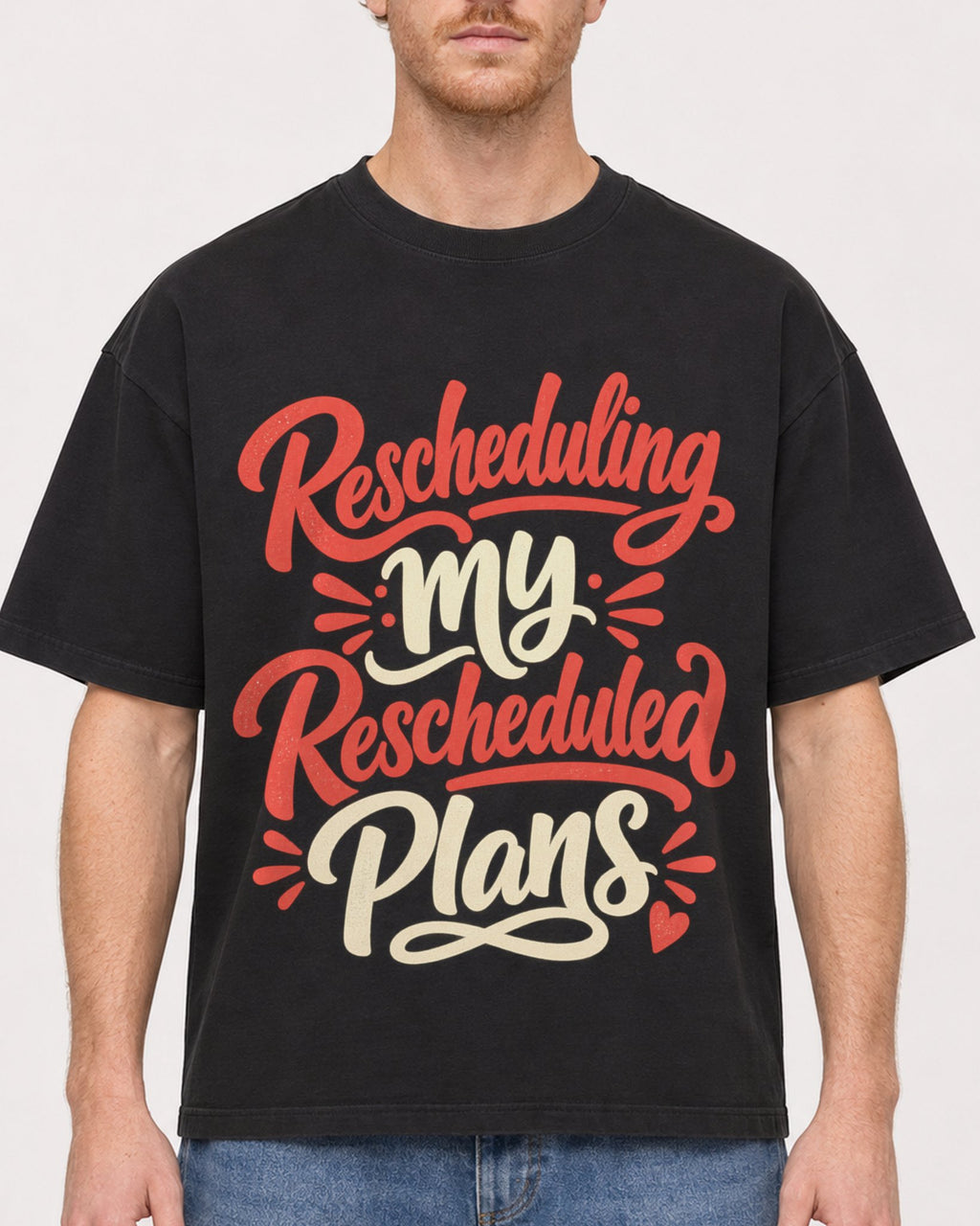 Mockup Boxy Heavyweight Tee Black male close-up 38