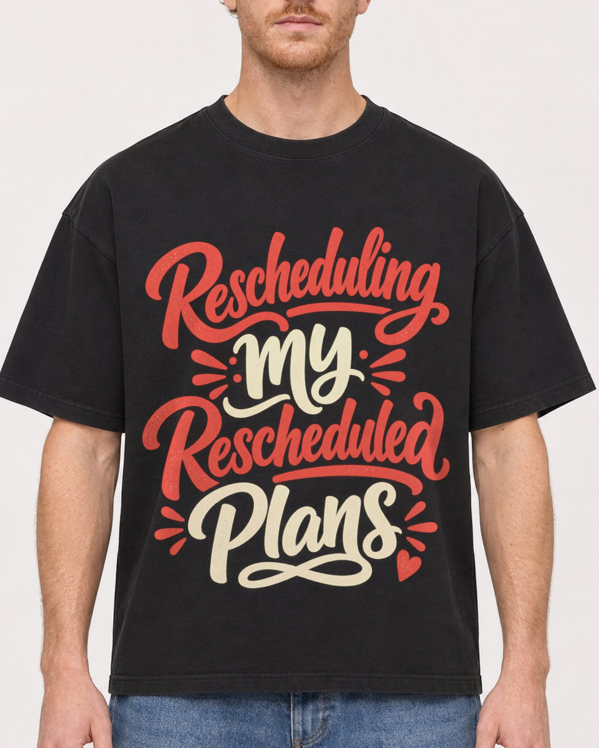 Mockup Boxy Heavyweight Tee Black male close-up 38