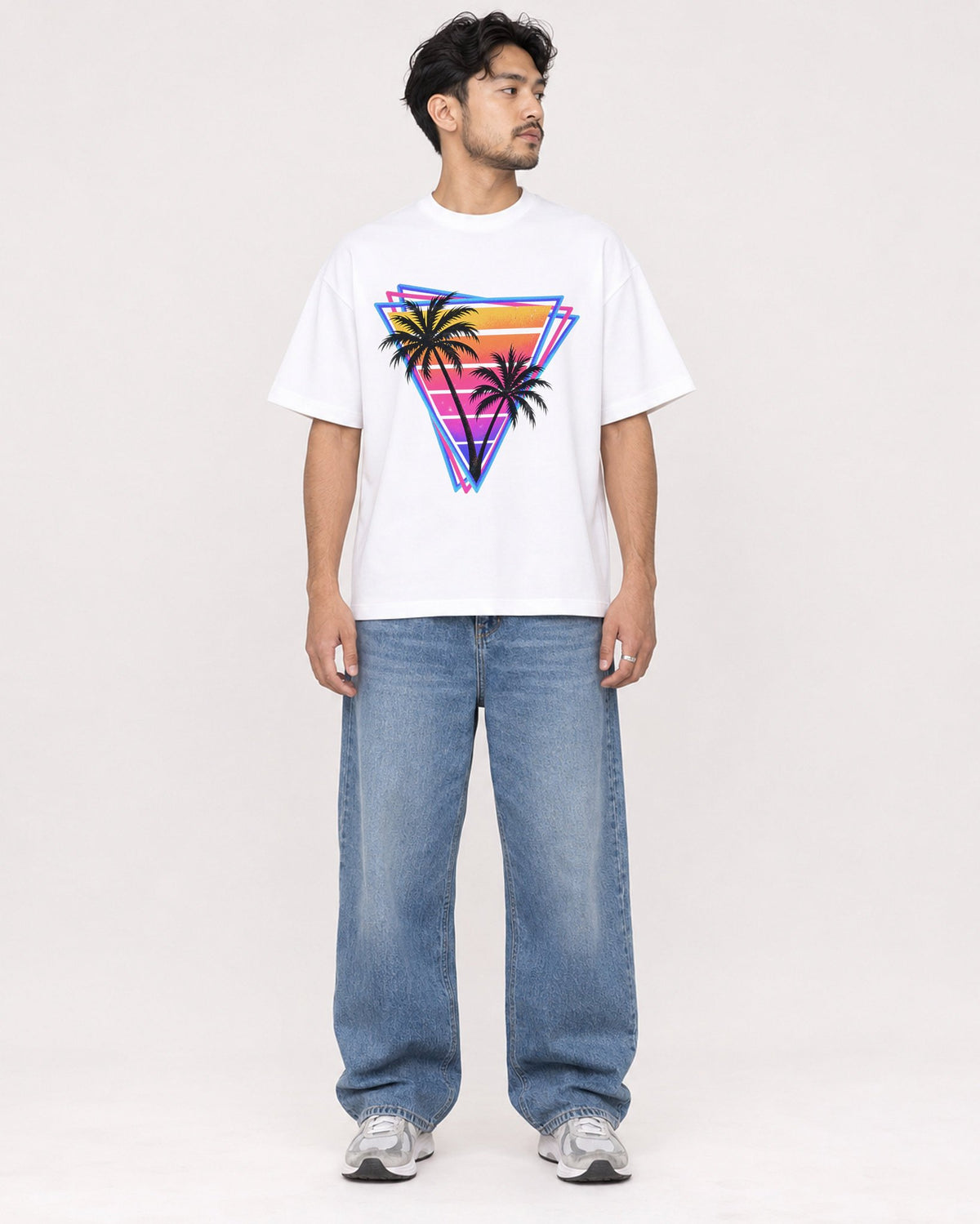 Mockup Boxy Heavyweight Tee White male full-body 02