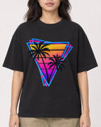 Mockup Boxy Heavyweight Tee Black female close-up 02