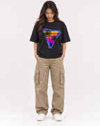 Mockup Boxy Heavyweight Tee Black female full-body 02