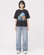 Mockup Boxy Heavyweight Tee Black female full-body 11