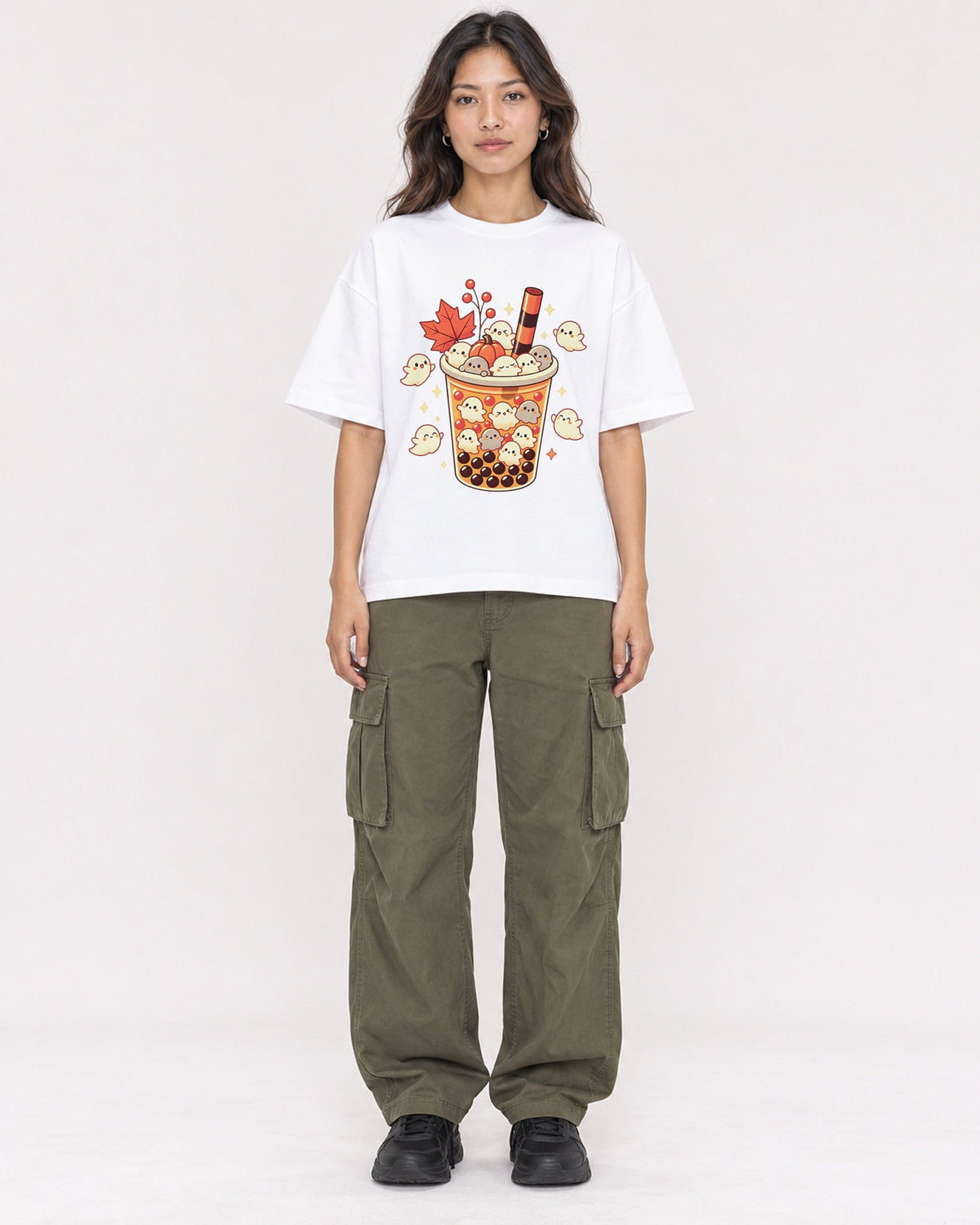 Mockup Boxy Heavyweight Tee White female full-body 02
