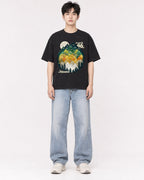 Mockup Boxy Heavyweight Tee Black male full-body 01