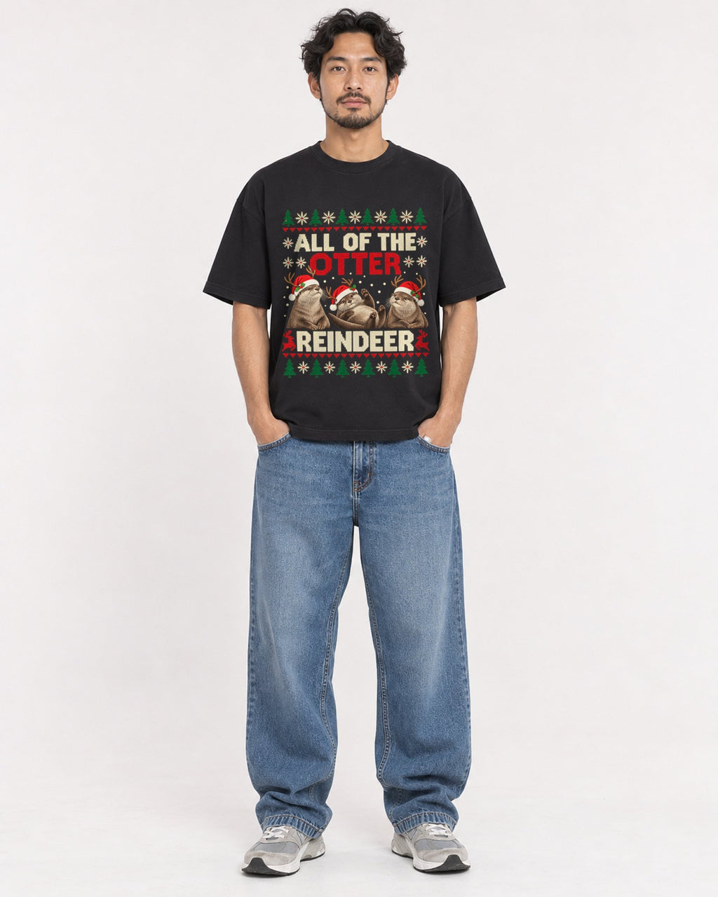 Mockup Boxy Heavyweight Tee Black male full-body 02