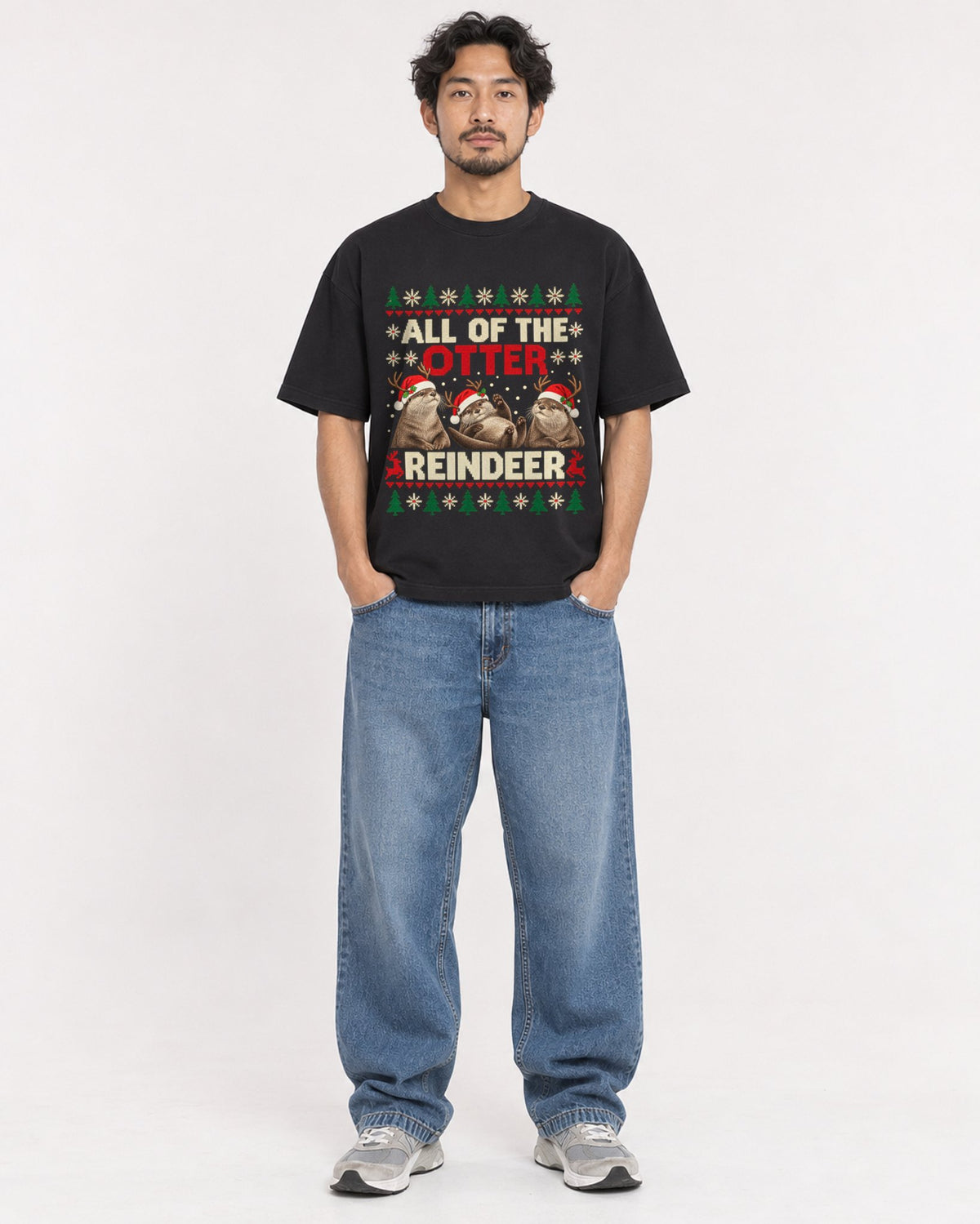 Mockup Boxy Heavyweight Tee Black male full-body 02