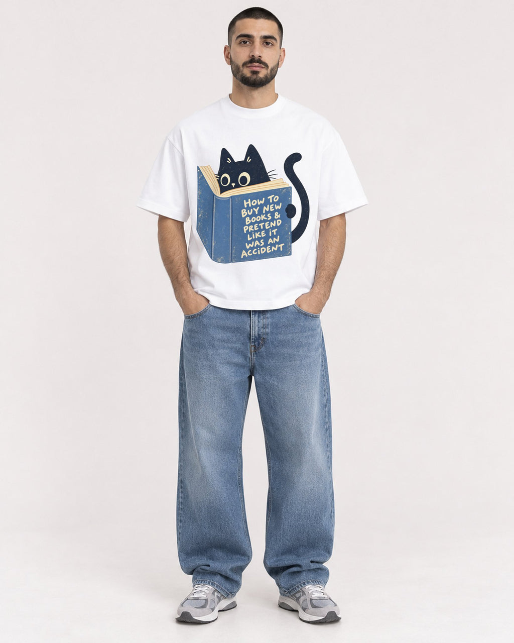 Mockup Boxy Heavyweight Tee White male full-body 37